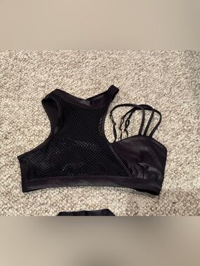 Bombshell Sportswear Black Mesh Strappy Sports Bra